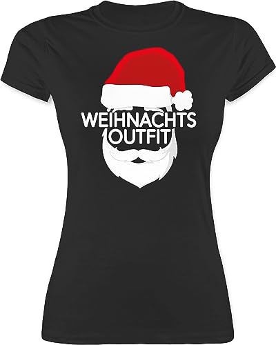 Shirt Damen - Weihnachten Geschenke Christmas Bekleidung - Weihnachtsoutfit mit Weihnachtsmütze - L - Schwarz - weihnachtsthirt weihnachtsmotiv Weihnachts Outfit Tshirt weihnachtstshirt weihnacht von Shirtracer