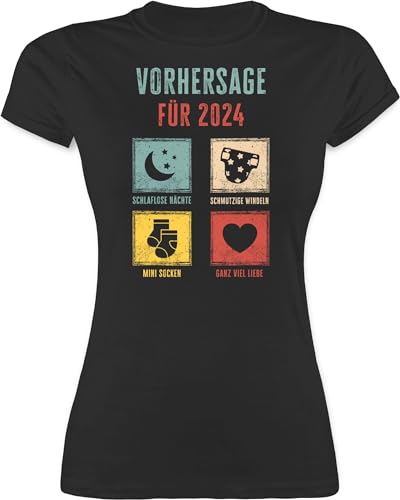 Shirt Damen - Werdende - Vorhersage für 2024 Frische Eltern Geschenk zur Geburt - XL - Schwarz - Schwangere Werden Geschenke werdender die Mama Geschenk+für+werdende+Eltern Freundin von Shirtracer