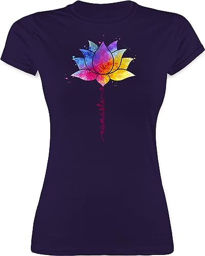 Shirt Damen - Namaste Lotusblüte Meditation Yoga Mandala Spirit - S - Lila - t Shirts Joga tailliert Fans Tshirts Alles für Funshirt Geschenke t-Shirt Tshirt Kurzarm kurz Funshirts Frauen von Shirtracer