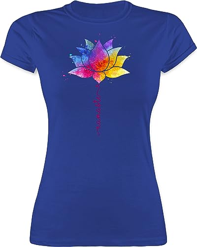 Shirt Damen - Namaste Lotusblüte Meditation Yoga Mandala Spirit - XL - Royalblau - t Shirts Joga t-Shirt Geschenke für Fans Tshirts Alles tailliert Tshirt Funshirt kurz Kurzarm Funshirts Frauen von Shirtracer