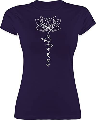 Shirt Damen - und Wellness Geschenk - Namaste Lotusblüte Yoga Chakra - L - Lila - yogashirtsdamen Joga Meditation Lotus blüte Frauen t-Shirt yogakleidug Tshirt spirituelle namastee Shirts von Shirtracer