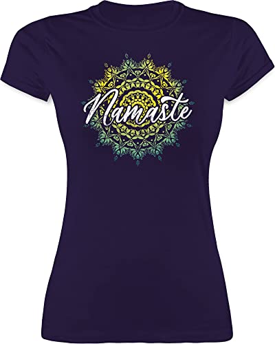 Shirt Damen - Yoga und Wellness Geschenk - Namaste Vintage - L - Lila - t-Shirt Joga Meditation t schirt Tshirt Geschenke Frauen t-Shirts für Fans Funshirt Shirts Tshirts MADL locker von Shirtracer