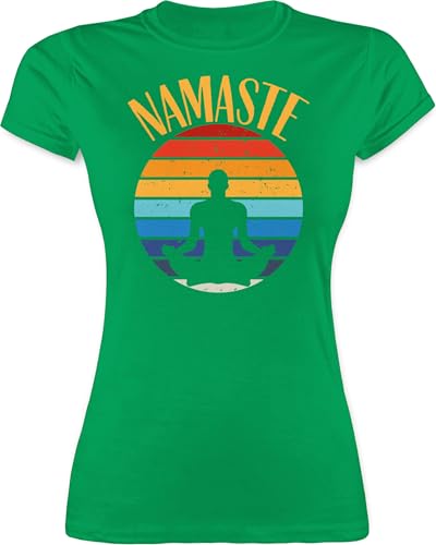 Shirt Damen - Yoga und Wellness Geschenk - Namaste bunt - M - Grün - Kurzarm Tshirt Yoga-Bekleidung Meditation Hippie Funshirts für Frauen Yoga-t-Shirt spirituelle namastee Oberteil Bekleidung von Shirtracer