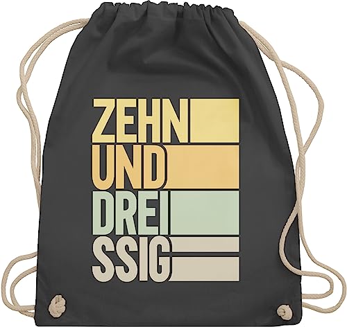 Turnbeutel Rucksack - 40. Geburtstag - Zehnunddreissig - Unisize - Dunkelgrau - gym bag 40 geburtag stofftasche 40sten baumwolle geschenk zum 40er kinder 40zigster stoff frauen einfarbig jahre von Shirtracer