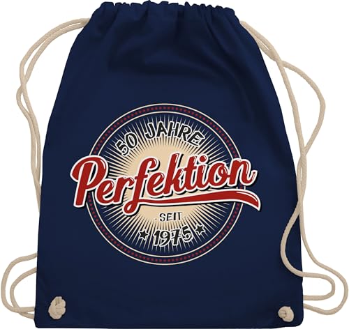 Shirtracer Turnbeutel Rucksack - 50. Geburtstag - Fünfzig Jahre Perfektion 1975 I - Unisize - Navy Blau - geburtstagsgeschenke zum 50 mann geschenktasche 50.geburtstag 50- beutel geschenk für frau von Shirtracer