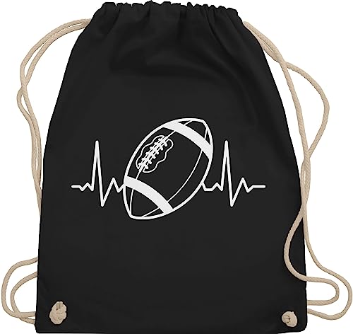 Turnbeutel Rucksack - American Taschen - Football Herzschlag - weiß - Unisize - Schwarz - geschenke beutel stoffrucksack beuteltasche kinderturnbeutel tasche sporttasche sportbeutel stoffbeutel von Shirtracer