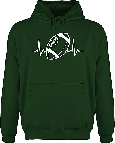 Hoodie Herren Pullover Männer - American Deko Superbowl Party - Football Herzschlag - weiß - 3XL - Dunkelgrün - hoodies/pullis pulli hoody kleidung footballfans hudis geschenke für fans langarm von Shirtracer