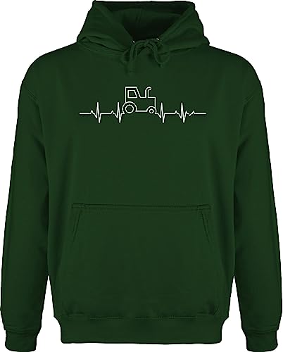Hoodie Herren Pullover Männer - Traktoren - Herzschlag Traktor - L - Dunkelgrün - Geschenk für Bauern mit trecker Landwirt tracktoren Fun-Kapuzenpullover Bauer Landwirtschaft traktormotiv Pulli von Shirtracer