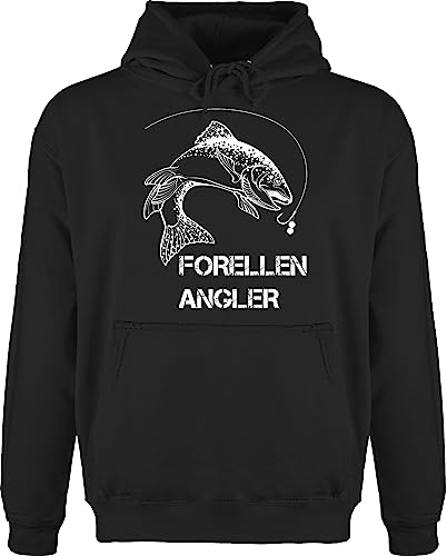 Hoodie Herren Pullover Männer - Angler Geschenke & Angeln Zubehör - Forellenangler - weiß - XL - Schwarz - angel sprüche kapuzenpulli fisch hoody angel- kleidung motto winter kapuzenpullover von Shirtracer