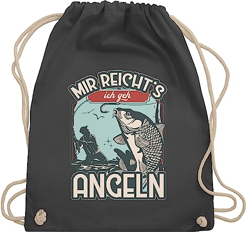 Turnbeutel Rucksack - Angler Geschenke & Zubehör - Mir reicht's ich geh angeln - Unisize - Dunkelgrau - angel gehe beutel fischerei stoffbeutel fischen juterucksäcke fishing sportbeutel angelsport von Shirtracer