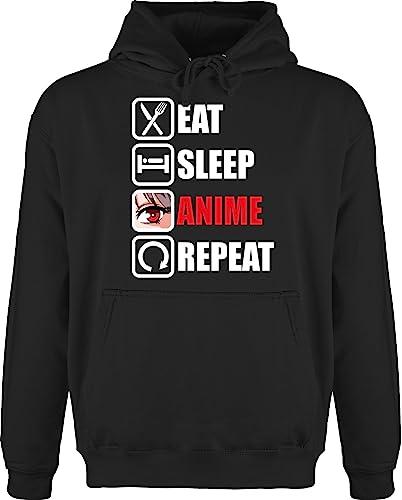 Shirtracer Hoodie Herren Pullover Männer - Geschenke - Eat Sleep Anime Repeat - Manga Japan - 5XL - Schwarz - Oberteile Geschenk+Anime Comic Pulli anemi Hoodi Animi Hoodies anemie polower Animie hudi von Shirtracer