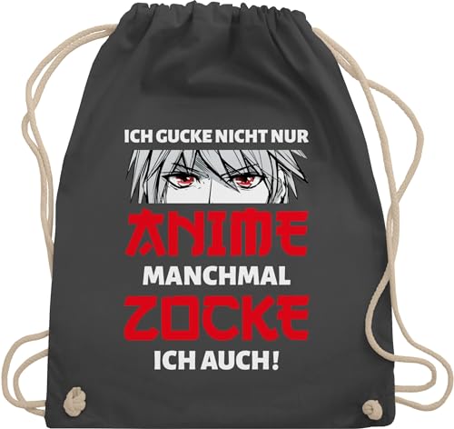 Turnbeutel Rucksack - Geschenke - Ich gucke nicht nur Anime manchmal zocke ich auch Junge - Unisize - Dunkelgrau - beutel kinder tasche backpack taschen turntasche sportsack turnsackerl turnsack von Shirtracer