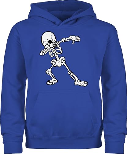 Shirtracer Kinder Hoodie Jungen Mädchen - Halloween - Dabbing Skelett - 152 (12/13 Jahre) - Royalblau - grusel Pullover Haloween Pulli Helloween halooween Costum haöloween Horror verkleidung Outfits von Shirtracer