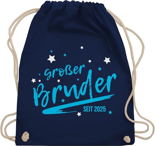 Shirtracer Turnbeutel Rucksack - Taschen - Großer Bruder seit 2025 Sterne - Unisize - Navy Blau - geschenke für große brüder grosser geschenk big brother juterucksäcke grossen bruder großen beutel von Shirtracer