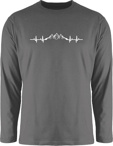 Langarmshirt Herren Langarm Shirt - Skiurlaub Apres Ski - Berge Herzschlag I Geschenk Bergliebhaber I Bergliebe - XL - Dunkelgrau - Longshirt valemtinstagsgeschenk Berg Tshirt Skifahren von Shirtracer