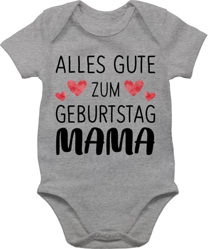 Shirtracer Baby Body Junge Mädchen - Alles gute zum Geburtstag Mama - 1/3 Monate - Grau meliert - für babys kurzarmbody muttertag muddi geburtstag, strampler babykleidung jungen mama's mamas babybody von Shirtracer