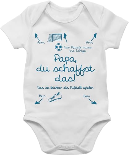 Baby Body Mädchen - Strampler & - Papa du schaffst das Fußball Junge - 18/24 Monate - Weiß - babykleidung jungen geschenke für frische väter sprüche babystrampler babyparty geschenk anleitung von Shirtracer