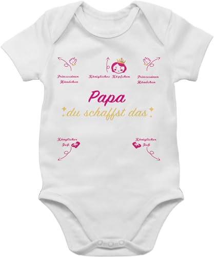 Baby Body Junge Mädchen - Strampler & - Papa du schaffst das Prinzessin - 3/6 Monate - Weiß - babykleidung jungen kurzarm sachen neugeborene kinder maedchen boddie babysachen babystrampler von Shirtracer