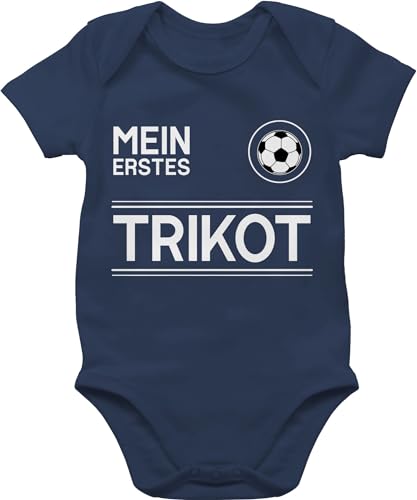 Baby Body Junge Mädchen - 2024 Fussball EM Fanartikel - Mein erstes Trikot - weiß - 1/3 Monate - Navy Blau - kurzarm strampler welt meisterschaft fußball bodies wm kinder babystrampler jungen von Shirtracer