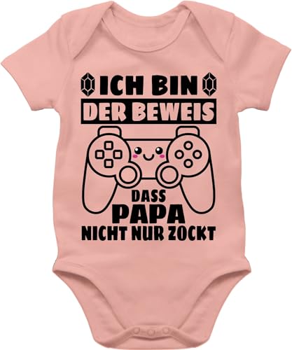 Baby Body Junge Mädchen - Geschenk zum Vatertag - Ich bin der Beweis das Papa nicht nur zockt mit Controller - schwarz - 1/3 Monate - Babyrosa - babybodys daddy strampler väter dass babybody von Shirtracer