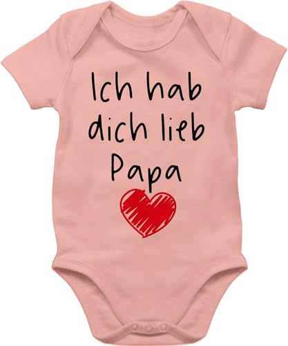 Shirtracer Baby Body Junge Mädchen - Geschenk zum Vatertag - Ich hab dich lieb Papa Herz schwarz - 1/3 Monate - Babyrosa - i love daddy baby-kleidung vatertagsbody papatagsgeschenk sohn bodys 1 von Shirtracer