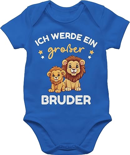 Baby Body Junge Mädchen - Ich werde großer Bruder Geschenk Löwen - 6/12 Monate - Royalblau - bin bald ein big brother große brüder grosser strampler du wirst baby+strampler+sprüche bruder" von Shirtracer