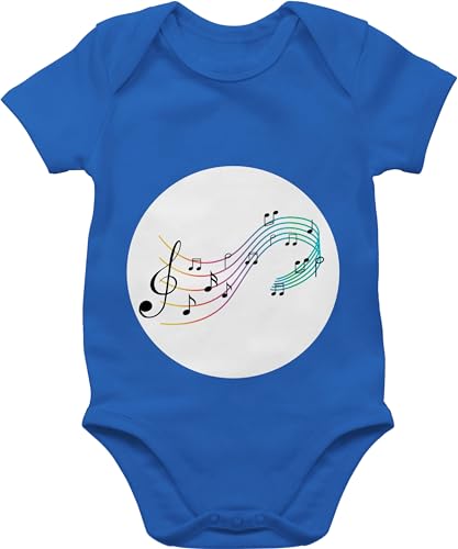 Baby Body Junge Mädchen - Karneval & Fasching - Glücksbär Noten Musik I Music Geschenk Musiker I Musikerin Fastnacht I Fasnacht I Fasnet - 1/3 Monate - Royalblau - faschingsstrampler faschings von Shirtracer