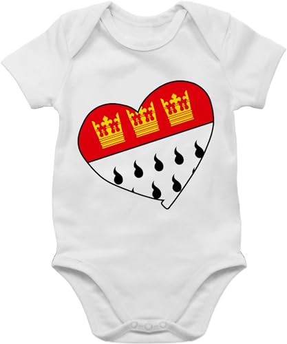 Baby Body Junge Mädchen - Karneval & Fasching - Köln Wappen Herz I Geschenk für Köln Fans - 6/12 Monate - Weiß - babyartikel faschingsstrampler fastnacht koln babybody faschings kölle von Shirtracer