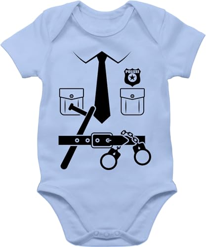 Baby Body Junge Mädchen - Karneval & Fasching - Polizeikostüm - Polizei Outfit Polizeiuniform Polizist SEK Polizistin Police Zubehör Uniform SWAT - 3/6 Monate - Babyblau - faschingsstrampler von Shirtracer