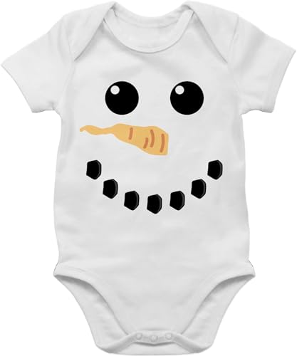 Baby Body Junge Mädchen - & - Schneemann Karneval Kostüm I Fasching Schneeman Kostüm Weihnachten Christmas Eiskönigin Olaf - 1/3 Monate - Weiß - faschingsstrampler fastnacht snowman strampler von Shirtracer