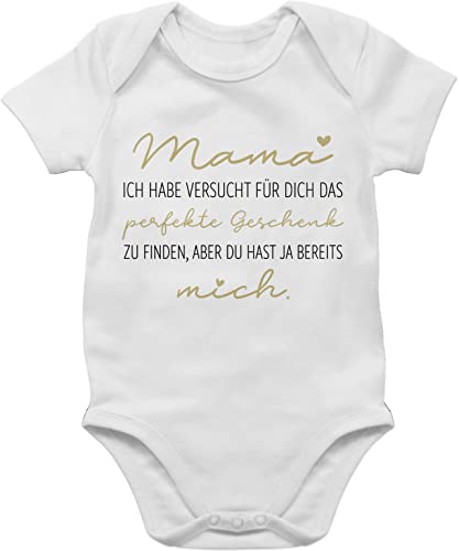 Baby Body Junge Mädchen - Mama ich habe versucht das du hast ja mich - Geschenk zu finden schwarz - 6/12 Monate - Weiß - kurzarmbody muttertag muddi schon strampler babykleidung jungen mama's von Shirtracer