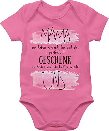 Baby Body Junge Mädchen - Mama wir haben versucht für Dich das perfekte Geschenk zu finden - Geschenk für Mutti Geburtstag Geschenkidee Muttertag - 3/6 Monate - Pink - babybody mit spruch von Shirtracer