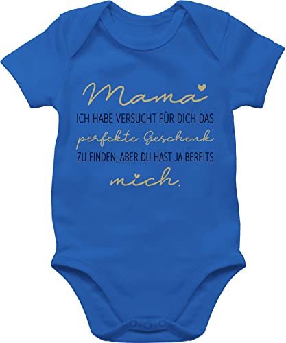 Shirtracer Baby Body Junge Mädchen - Mama ich habe versucht das du hast ja mich - Geschenk zu finden schwarz - 6/12 Monate - Royalblau - mutter geschenke mother's day muttertagsgeschenk von Shirtracer