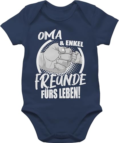 Baby Body Junge Mädchen - Partner-Look Familie - Oma & Enkel Freunde fürs Leben! - 1/3 Monate - Navy Blau - strampler partnerlook mutter sohn kleidung partner look enkelkind babybody mit von Shirtracer