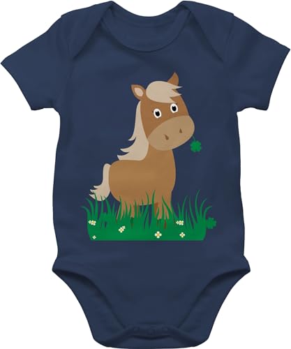 Shirtracer Baby Body Junge Mädchen - Pferde - Süßes Pferd - 18/24 Monate - Navy Blau - babys geschenk zum reiten kurzarm strampler reitsachen bodys kinder für mit reiter und sachen zubehöhr tiere von Shirtracer