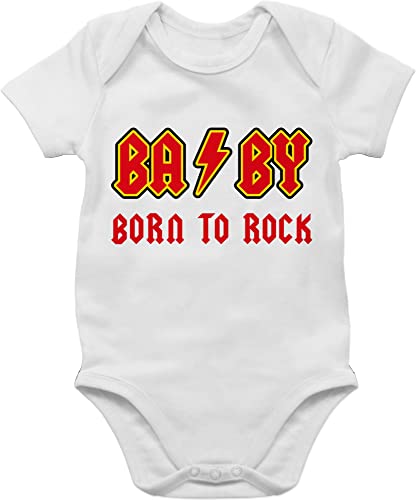 Baby Body Junge Mädchen - Sprüche - BA BY Born to rock Rot - 1/3 Monate - Weiß - babymode witzig spruch rocker bodys strampler mit lustigen sprüchen spruche babybody babygeschenk von Shirtracer