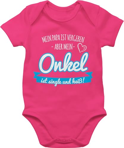 Baby Body Junge Mädchen - Sprüche - Mein süßer Onkel ist Singel - 3/6 Monate - Fuchsia - strampler single babymode witzig spruch uncle bodys geschenk werdender babybody mit sprüchen spruche von Shirtracer