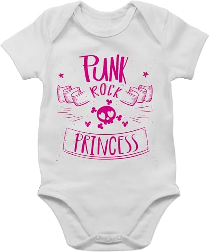 Baby Body Junge Mädchen - Sprüche - Punk Rock Princess - 3/6 Monate - Grau meliert - punker kleidung babymode witzig spruch rocker bodys strampler totenkopf babybody mit sprüchen spruche von Shirtracer
