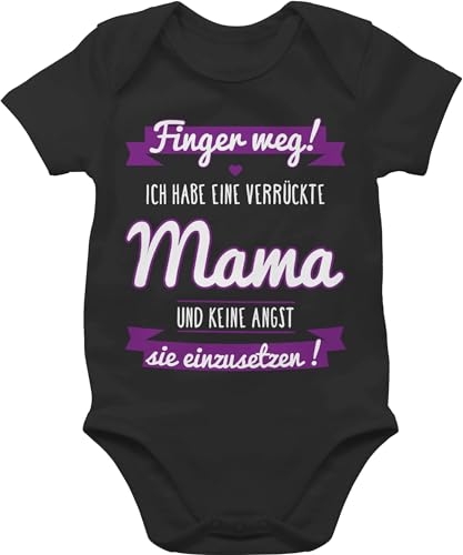Shirtracer Baby Body Junge Mädchen - Sprüche - Ich habe eine verrückte Mama lila - 3/6 Monate - Schwarz - ist verrückt babymode witzig spruch mutter bodys und keine angst sie einzusetzen von Shirtracer