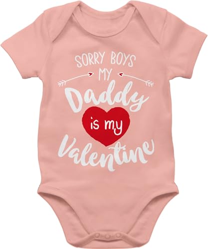 Baby Body Junge Mädchen - Valentinstag Partner - Sorry Boys my Daddy is my Valentine weiß - 1/3 Monate - Babyrosa - strampler valentines day kleidung valentinstagsgeschenke babybody outfit von Shirtracer