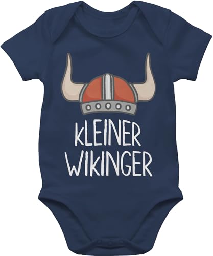 Shirtracer Baby Body Junge Mädchen - & Walhalla - kleiner Wikinger weiß - 6/12 Monate - Navy Blau - viking wikinger&walhalla bodys vikings helm bz10 babybody baby-kurzarmbodys babysachen kurzarm von Shirtracer