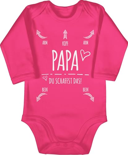 Baby Body langarm Mädchen Junge - Strampler & - Papa Du Schaffst das Herz - 3/6 Monate - Fuchsia - babystrampler jungen fun bodys langarmbody kinder boddie für baby-mädchen vatertag babybody von Shirtracer