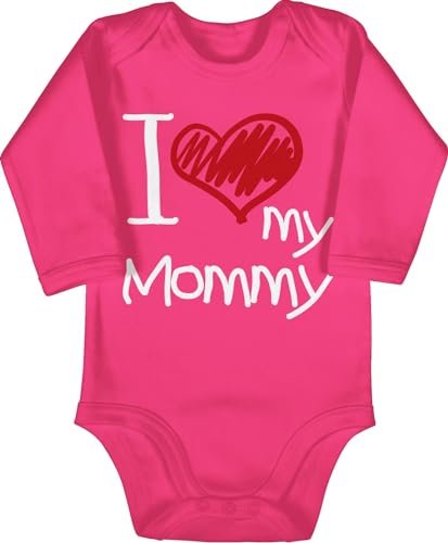 Shirtracer Baby Body langarm Mädchen Junge - Mama - I love my Mommy weiß - 6/12 Monate - Fuchsia - muddi muttertag von tochter strampler mamas mum babybody mutter ich liebe dich baby-kleidung von Shirtracer