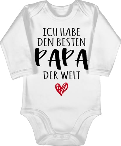 Shirtracer Baby Body langarm Mädchen Junge - Ich habe den besten Papa der Welt - Bester Papa ist der Beste - 6/12 Monate - Weiß - geschenk strampler jungen von Shirtracer