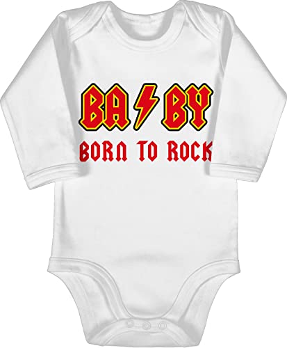 Shirtracer Baby Body langarm Mädchen Junge - Sprüche - BA BY Born to rock Rot - 3/6 Monate - Weiß - babygeschenke spruch rocker bodys babygeschenk spruche strampler baby-geschenke sprüchen babybody von Shirtracer