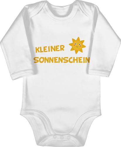 Shirtracer Baby Body langarm Mädchen Junge - Sprüche - Kleiner Sonnenschein Comic - 3/6 Monate - Weiß - klamotten spruch sonne strampler bodys mit spruche babybody babysachen sprüchen babybodys von Shirtracer