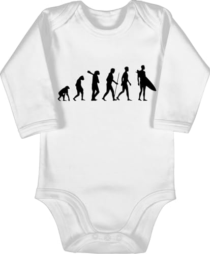 Shirtracer Baby Body langarm Mädchen Junge - & Entwicklung - Surfer Evolution - 3/6 Monate - Weiß - surf von Shirtracer