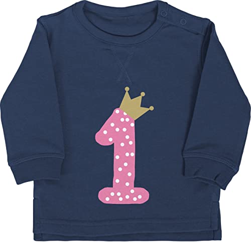 Baby Pullover Jungen - 1. Geburtstag - Erster Krone Mädchen - 12/18 Monate - Navy Blau - 1 jahr pulli one year birthday ich bin eins 1jahr 1ter 14. 1jahrige erste ersten zum kindergeburtstag first von Shirtracer