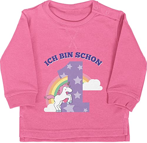 Baby Pullover Jungen Mädchen - 1. Geburtstag - Ich bin schon eins Einhorn - 12/18 Monate - Pink - birthday 1 one year old jahr mein erstes kindergeschenke 1jahr jahre geburtstagskind geburstag von Shirtracer