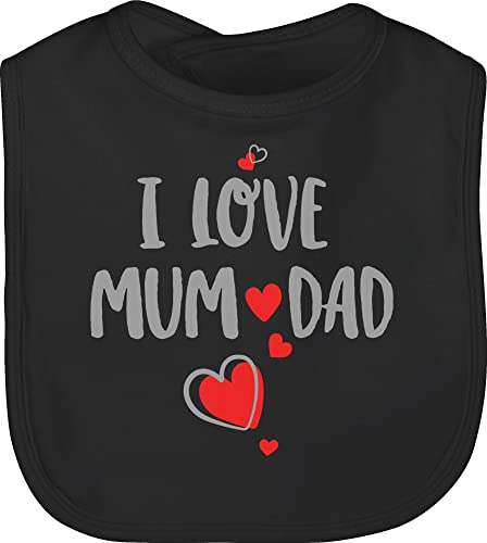 Baby Lätzchen - Strampler Mädchen & Junge - I love Mum and Dad - Unisize - Schwarz - ich liebe papa und mama babylätze mom kinderlatz love+mum+dad latz babylatz sabberlatz von Shirtracer